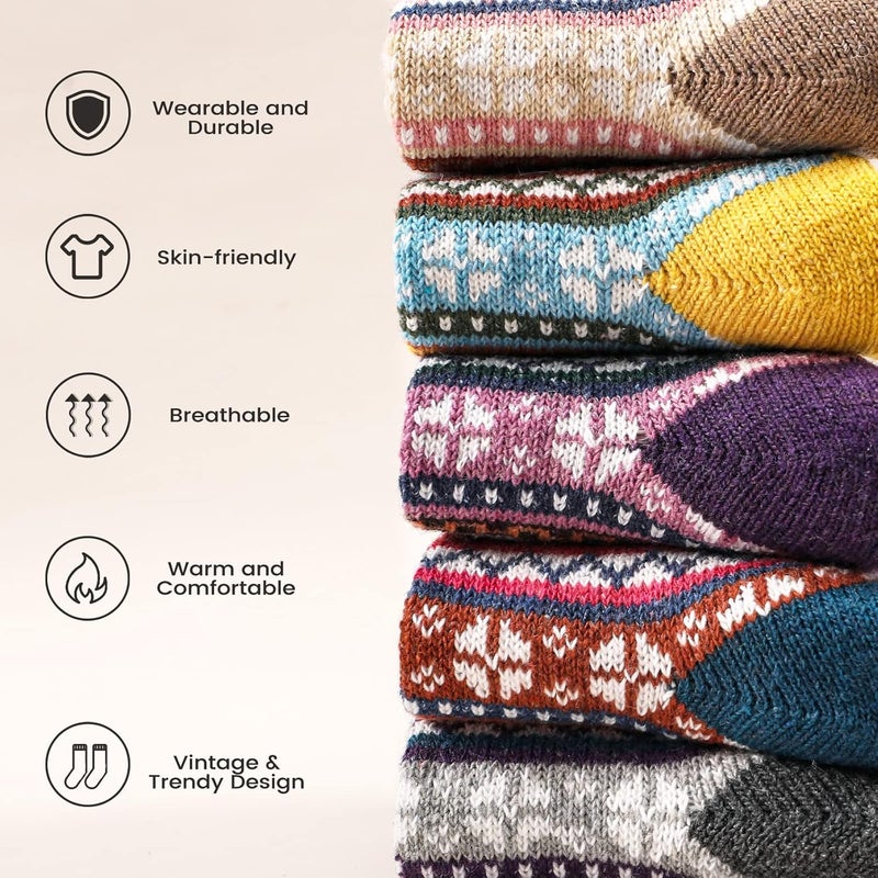 Clothclose Wool Socks - Winter Warm Wool Socks for Women Men, Soft Cozy Sock, Thick Knit Crew Boot Sock for Women Men - Image 3